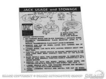 Picture of Jack Instructions (Space Saver Wheel, Late 1971) : DF-218