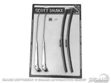 Picture of 66-68 Winshield Wiper Arm and Blade Kit (Polished Stainless Steel) : KIT-WIP-6