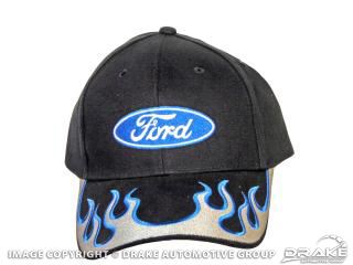 Picture of Ford Ball Cap (Silver Blue Flames) : HAT-F-BK/SF