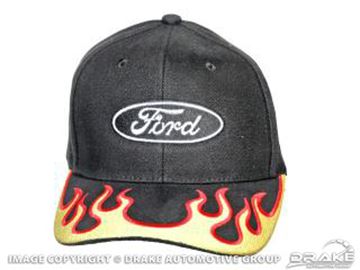 Picture of Ford Ball Cap (Yellow Red Flames) : HAT-F-BK/YF
