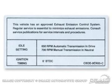 Picture of 390-428-4V Auto/Manual Transmission Emission Decal : DF-297