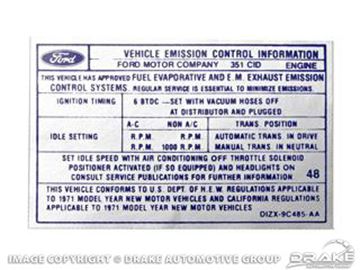 Picture of BOSS 351 Manual Transmission Emission Decal : DF-455