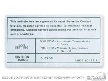 Picture of 302, 351-4V Auto/Manual Transmission Emissions Decal : DF-562