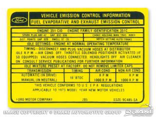 Picture of 351-4V Manual Transmission Emission Decal : DF-582