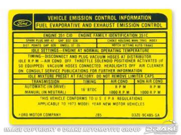 Picture of 351-4V Manual Transmission Emission Decal : DF-582