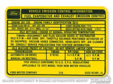 Picture of 351C-2V Auto Transmission Emission Decal : DF-640