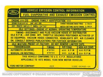 Picture of 302-2V Auto/Manual Transmission Emission Decal : DF-641