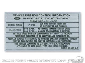 Picture of 351-4V Auto/Manual Transmission Emission Decal : DF-742