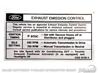 Picture of 200 Auto/Manual Transmission Emission Decal : DF-772