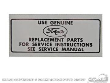 Picture of 66-73 Air Cleaner Service Instructions Decal : DF-149