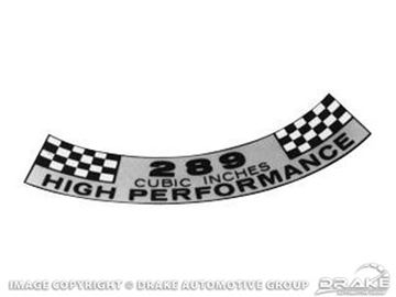 Picture of 64-67 Air Cleaner Decal (289-High Performance) : DF-15