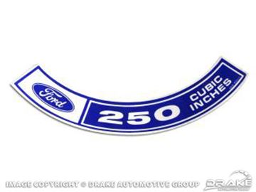 Picture of 70-71 Air Cleaner Decal (250 CID) : DF-172