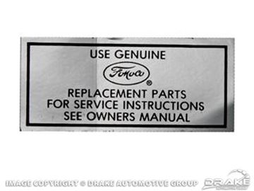 Picture of 64-65 Air Cleaner Service Instructions Decal : DF-83