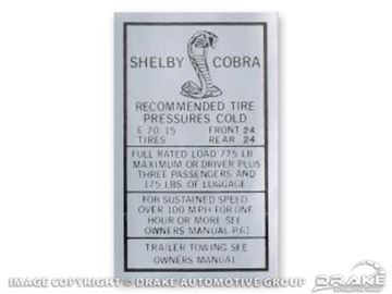 Picture of Shelby Tire Pressure Decal : DF-586