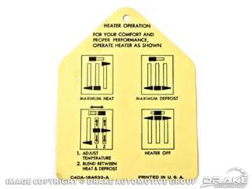 Picture of Heater Instruction Tag : DF-51