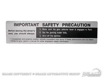 Picture of Sun Visor Safety Precaution Decal : DF-665